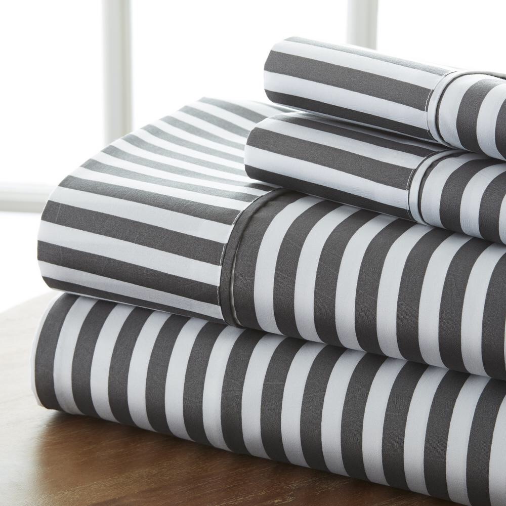 NEW Gray/White Striped Sheet Set - California King